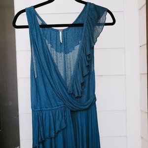 Free People Navy Ruffle Tank